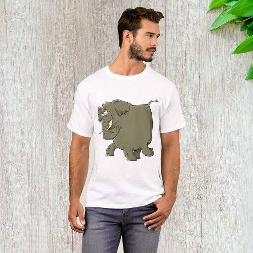 Cartoon Elephant Grey Animal T_Shirt
