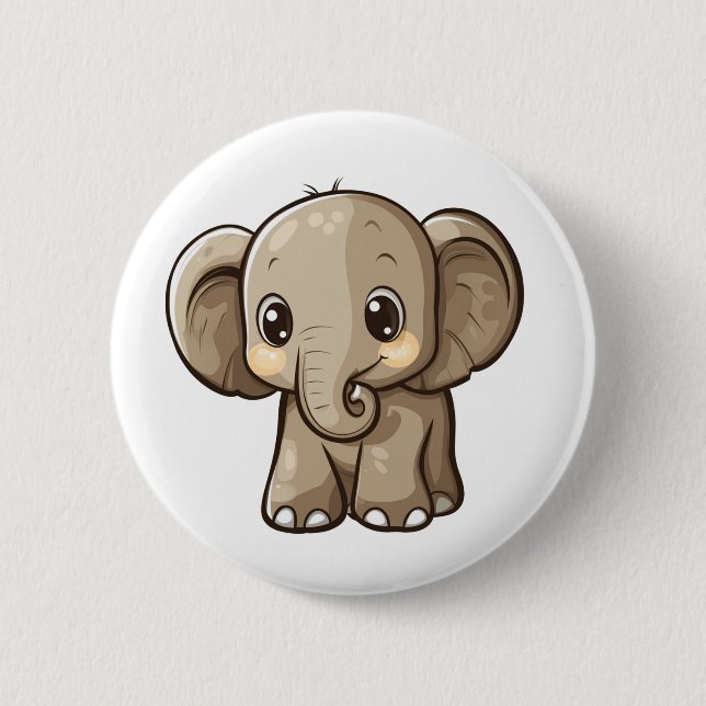 Cartoon elephant illustration button (Front)