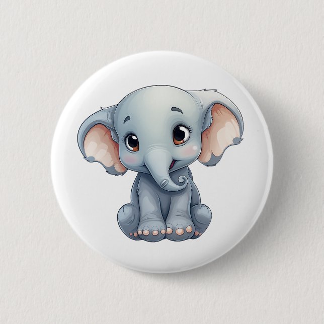 Cartoon elephant illustration button (Front)