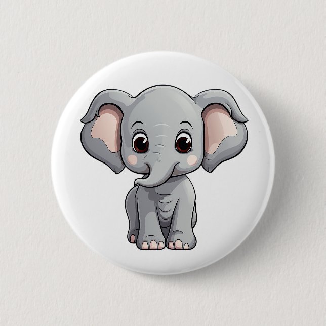 Cartoon elephant illustration button (Front)