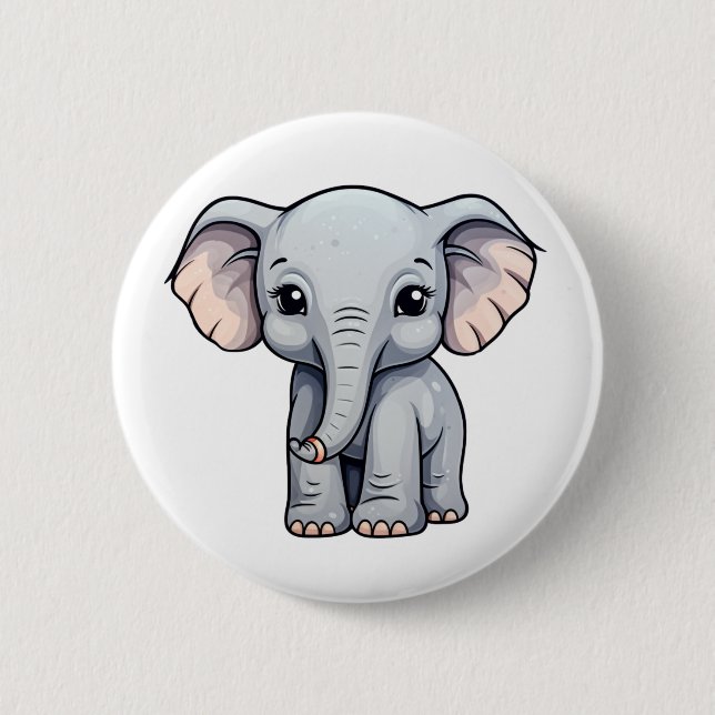 Cartoon elephant illustration button (Front)