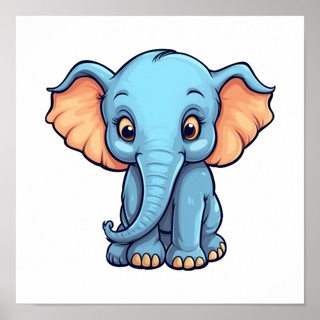 Cartoon elephant illustration poster (Front)