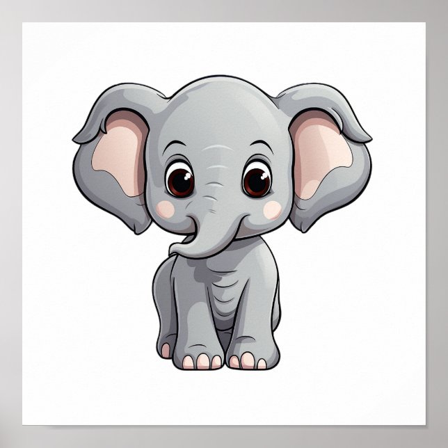 Cartoon elephant illustration poster (Front)
