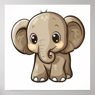 Cartoon elephant illustration poster