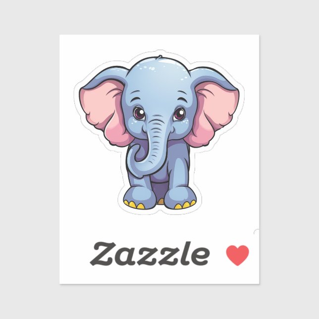 Cartoon elephant illustration sticker (Sheet)