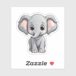 Cartoon elephant illustration sticker