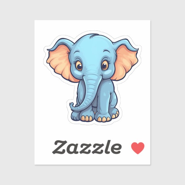 Cartoon elephant illustration sticker (Sheet)