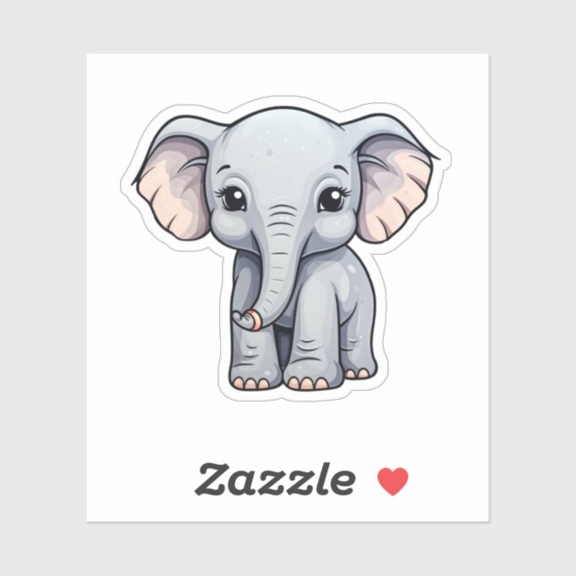 Cartoon elephant illustration sticker (Sheet)