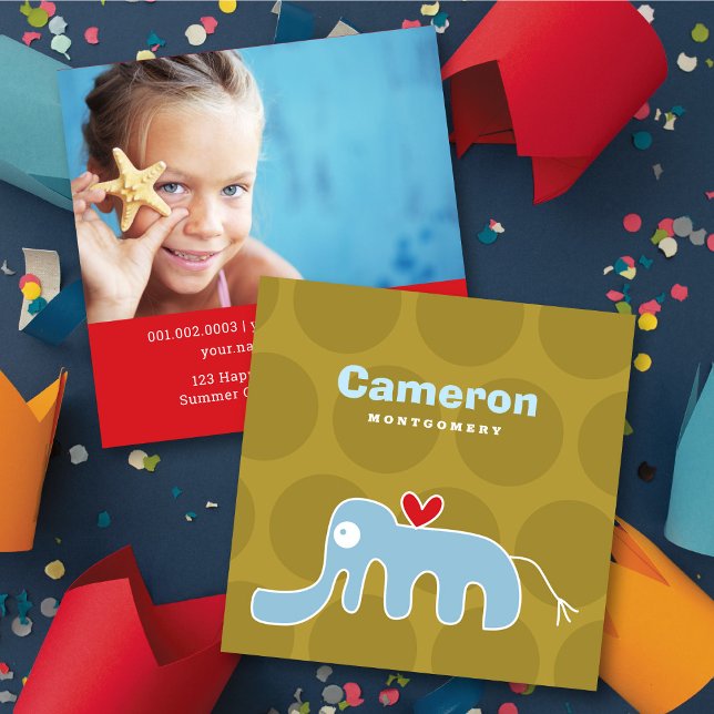 Cartoon Elephant Kid Profile Photo Calling Card (Creator Uploaded)