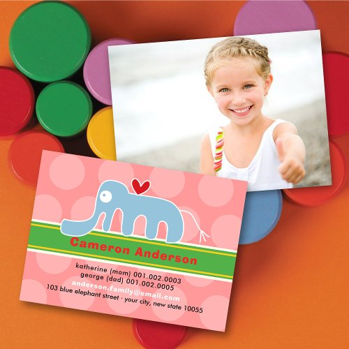 Cartoon Elephant Kid Profile Photo Calling Card
