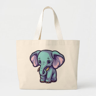 CARTOON ELEPHANT LARGE TOTE BAG
