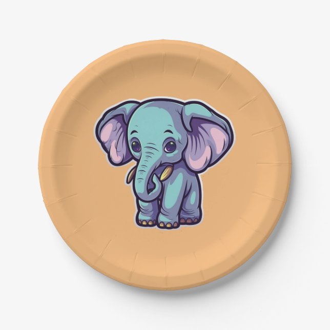 CARTOON ELEPHANT PAPER PLATES (Front)