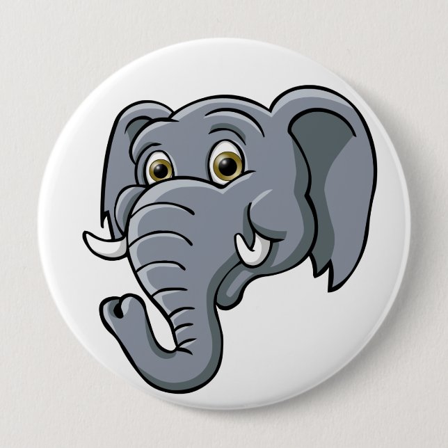 Cartoon Elephant Pinback Button (Front)