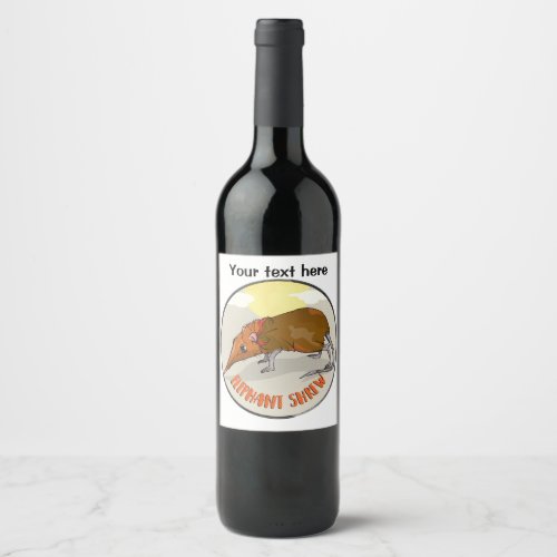 Cartoon Elephant Shrew Wine Label