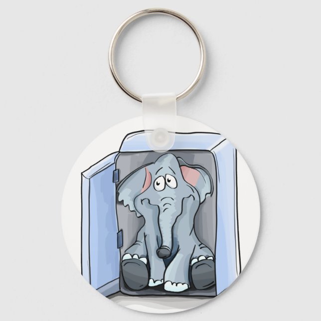 cartoon elephant-sitting inside a refrigerator keychain (Front)