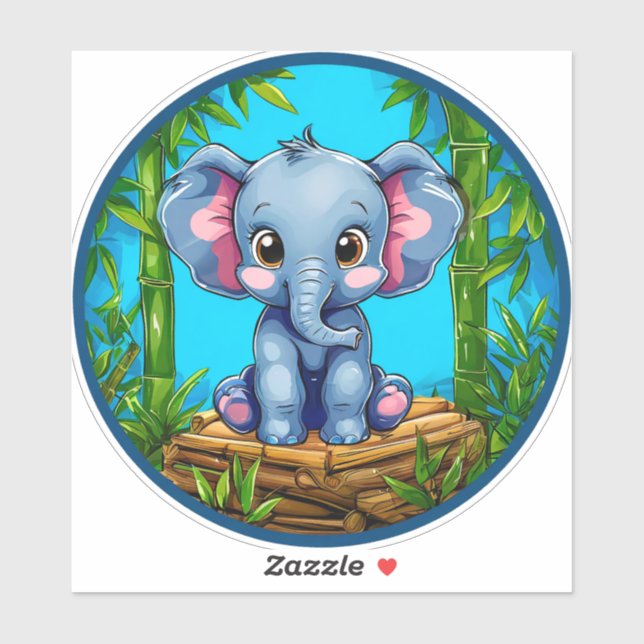 Cartoon Elephant Sticker (Sheet)