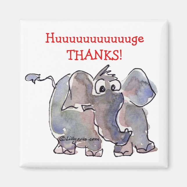 Cartoon Elephant Thank You Gift Magnet (Front)