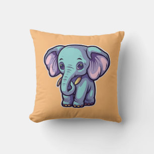 CARTOON ELEPHANT THROW PILLOW