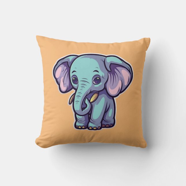 CARTOON ELEPHANT THROW PILLOW (Front)