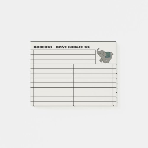 Cartoon Elephant To Do List _ Personalized Post_it Notes