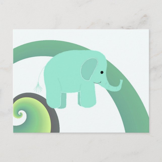 Cartoon Elephant with Rainbow Postcard (Front)