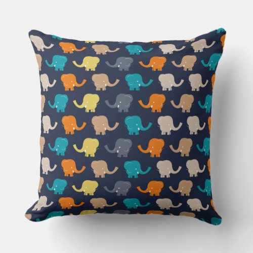 Cartoon Elephants Throw Pillow