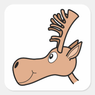 Cartoon Elk Moose. Square Sticker