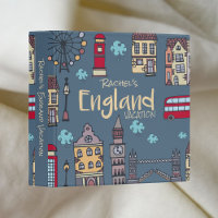 Cartoon England Vacation Scrapbook Album 3 Ring Binder