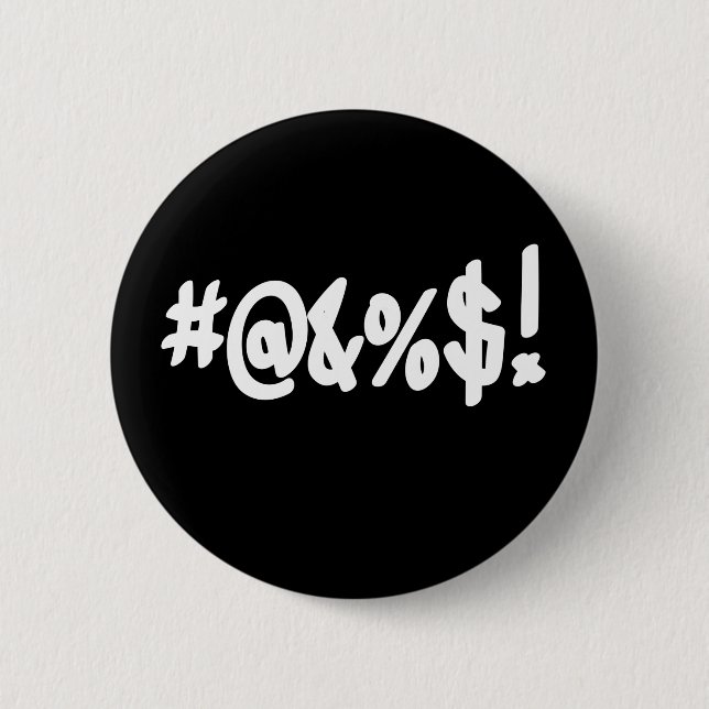 Cartoon Expletive Swearing Curse Funny Symbols Button (Front)
