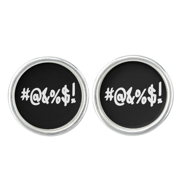 Cartoon Expletive Swearing Curse Funny Symbols Cufflinks (Front)