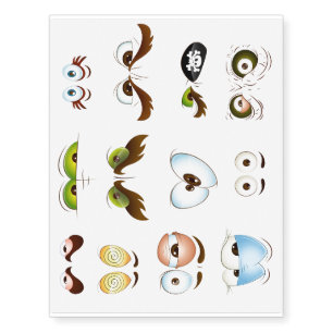 Cartoon Eyes Silly Designs Temporary Tattoos