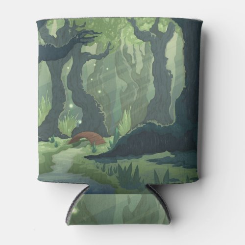 Cartoon Fairytale Forest Scenery Vintage Can Cooler