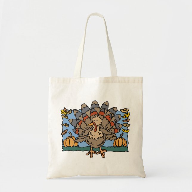 Cartoon Fall Turkey Tote Bag (Front)
