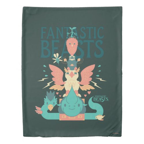 Cartoon Fantastic Beasts Emerge From Suitcase Duvet Cover