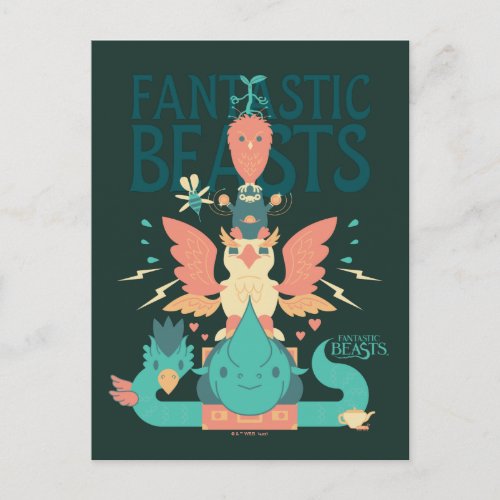 Cartoon Fantastic Beasts Emerge From Suitcase Postcard