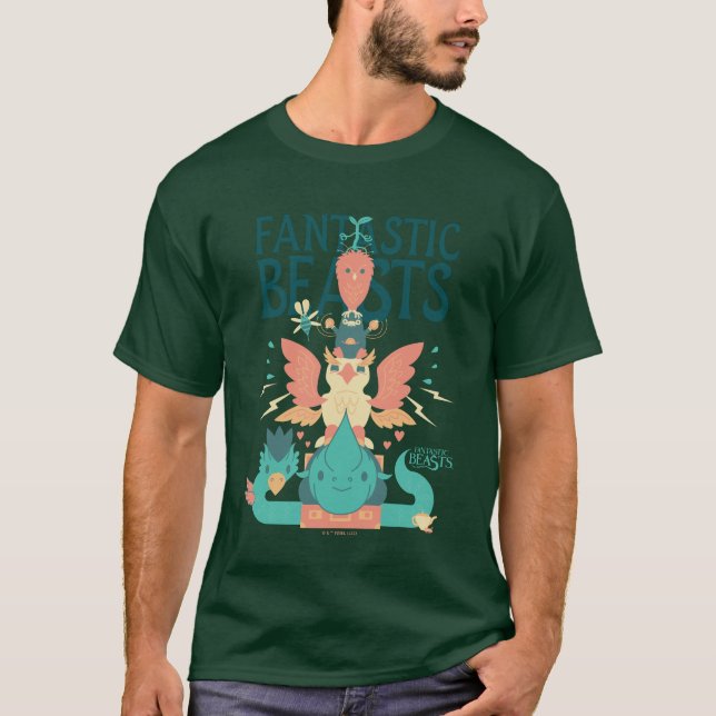 Cartoon Fantastic Beasts Emerge From Suitcase T-Shirt (Front)