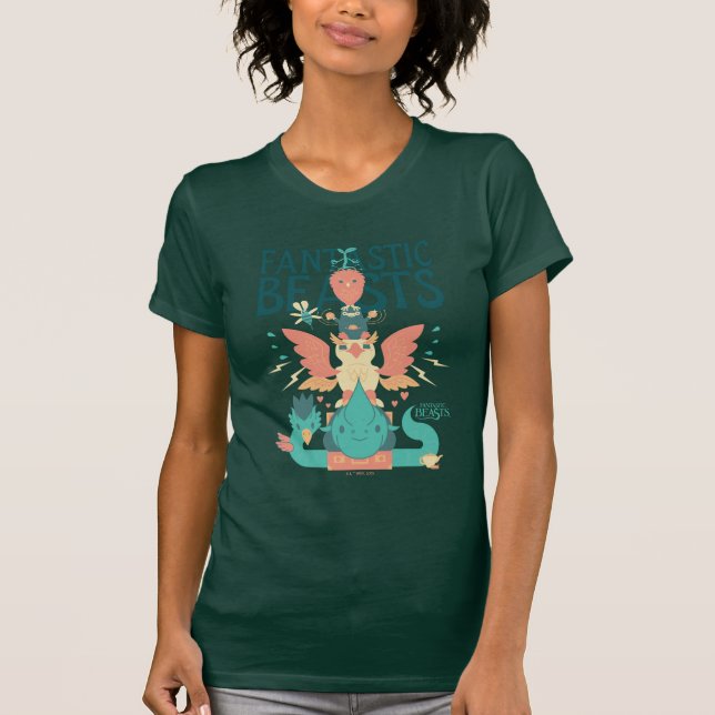 Cartoon Fantastic Beasts Emerge From Suitcase T-Shirt (Front)
