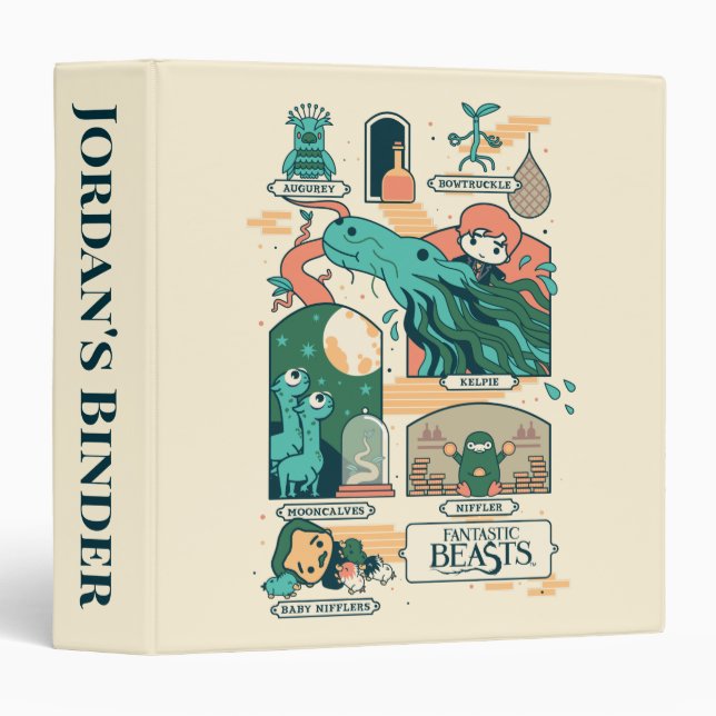 Cartoon Fantastic Beasts Scenes 3 Ring Binder (Front/Spine)