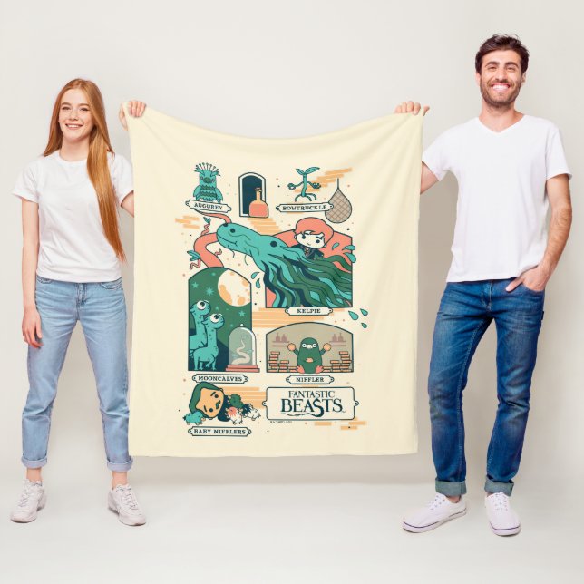 Cartoon Fantastic Beasts Scenes Fleece Blanket (In Situ)