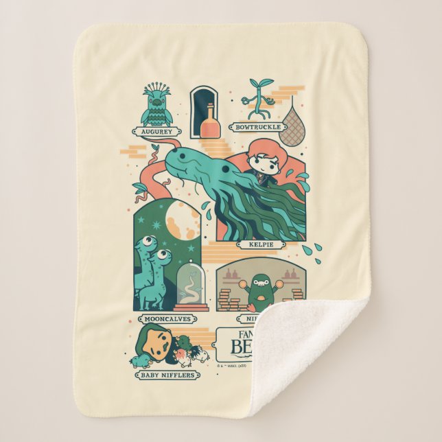 Cartoon Fantastic Beasts Scenes Sherpa Blanket (Front)