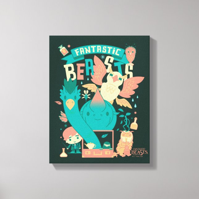 Cartoon Fantastic Beasts With Newt Scamander Canvas Print (Front)