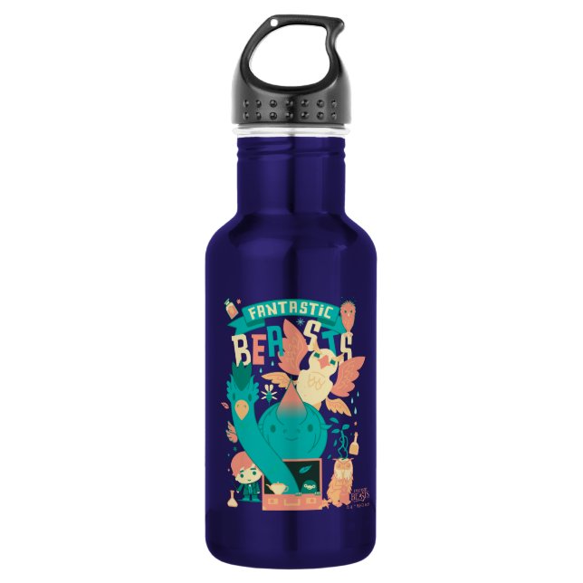 Cartoon Fantastic Beasts With Newt Scamander Stainless Steel Water Bottle (Front)