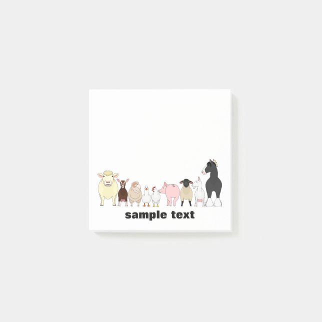 cartoon farm animal group post it post-it notes (Front)