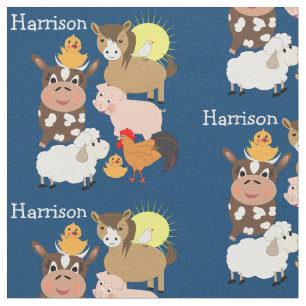 Cartoon Farm Animals Cute Personalized Kids Fabric