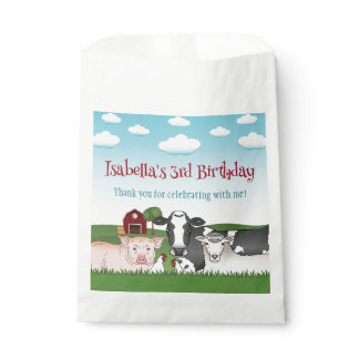 Cartoon Farm Animals Kid's Birthday Thank You Favor Bag