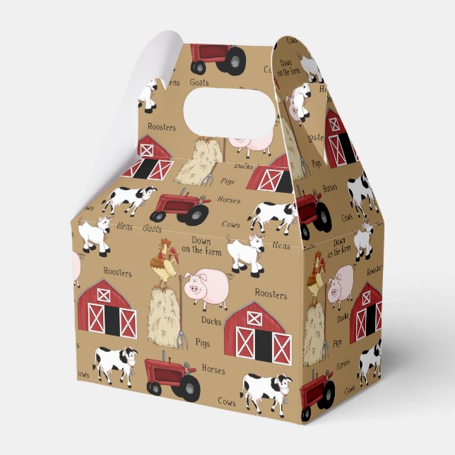 Cartoon Farm pattern Gable favor box (Front Side)