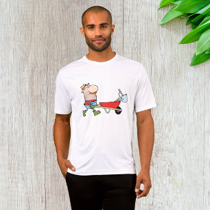 Cartoon Farmer with Wheelbarrow and Tools T-Shirt
