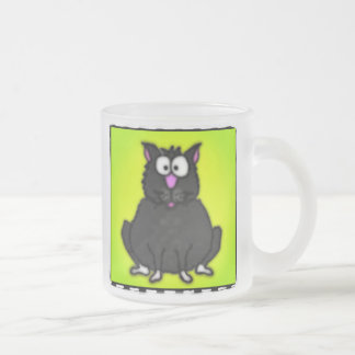 Cartoon Fat Cat Frosted Glass Coffee Mug