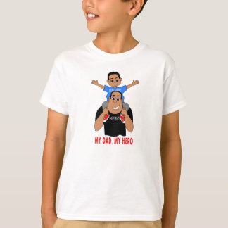cartoon father and son boy on dad's shoulders T-Shirt