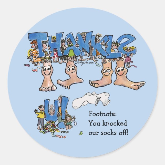 Cartoon Feet Thank You Custom Stickers (Front)